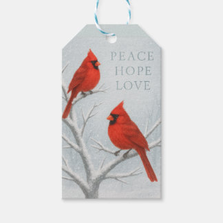 Peace, Hope and Love Red Bird Gift Tags
