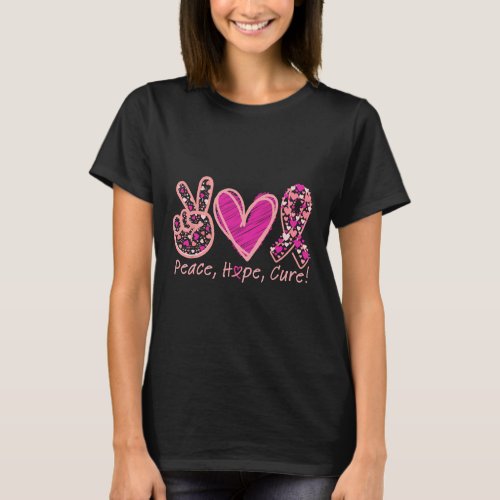 Peace Hope Cure Breast Cancer Awareness Survivors  T_Shirt