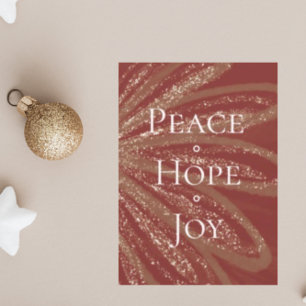 Peace Hope Joy Gold Sparkle Customizable Christmas Holiday Card