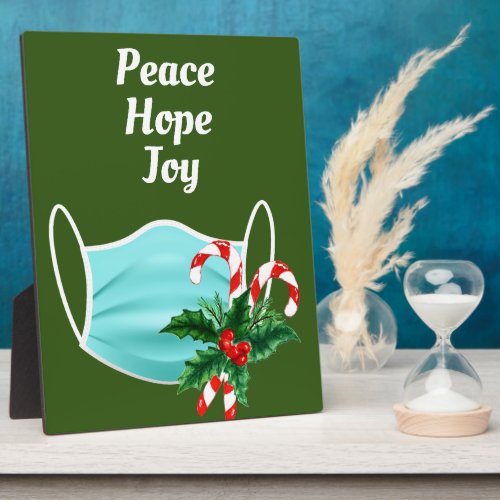 Peace Hope Joy Mask  Candy Canes Plaque