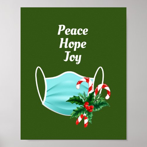 Peace Hope Joy Mask  Candy Canes Poster