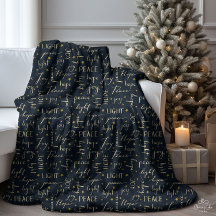 Peace Hope Joy Velvet Black Sherpa Blanket