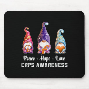 Peace Hope Love Gnomes CRPS Awareness Mouse Pad