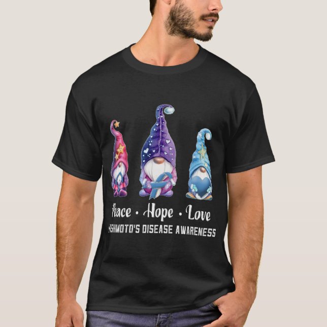 Peace Hope Love Gnomes Hashimoto's Disease Awarene T-Shirt (Front)