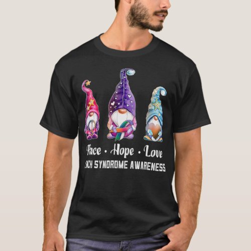 Peace Hope Love Gnomes Lynch Syndrome Awareness  T_Shirt