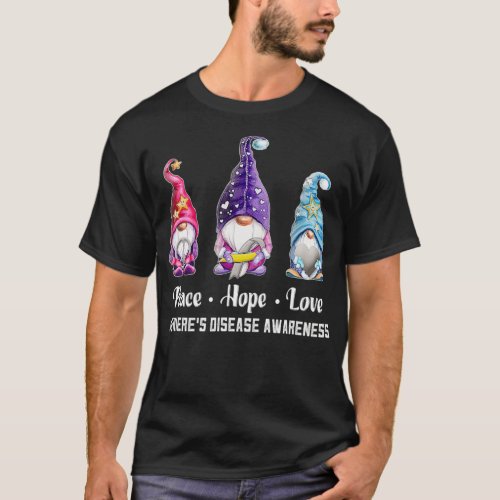 Peace Hope Love Gnomes Menieres Disease Awareness  T_Shirt