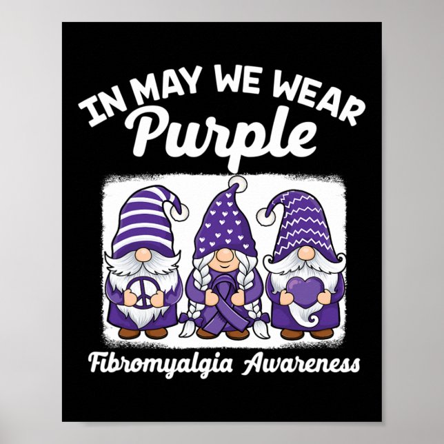Peace Hope Love Gnomes Purple Ribbon Fibromyalgia  Poster (Front)