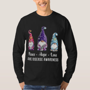 Peace Hope Love Gnomes Rare Disease Awareness T-Shirt