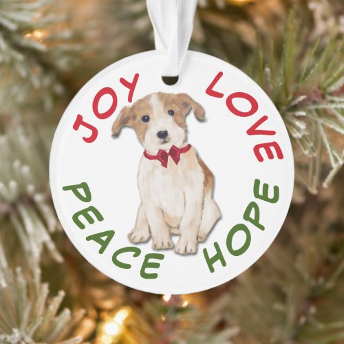 Peace Hope Love Jack Russell Terrier Christmas Ornament