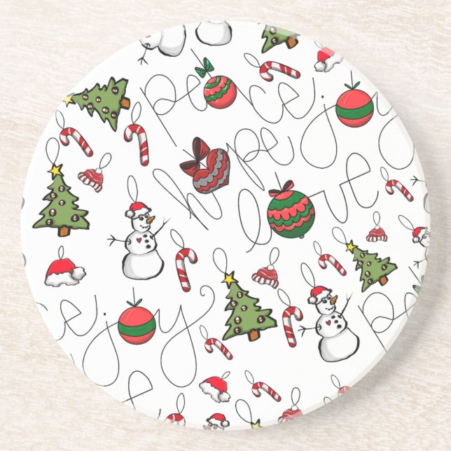 Peace Hope Love Joy Christmas coaster (Front)