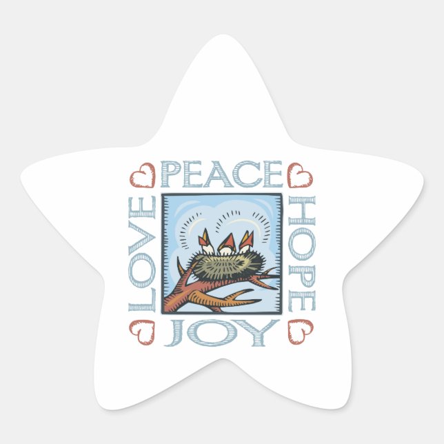 Peace, Hope, Love, Joy Star Sticker (Front)