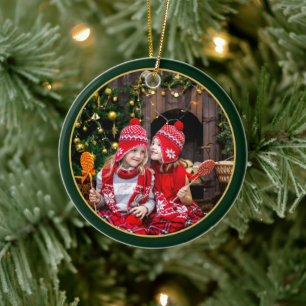 Peace Hope Love, Personalized Christmas Photo Ceramic Ornament