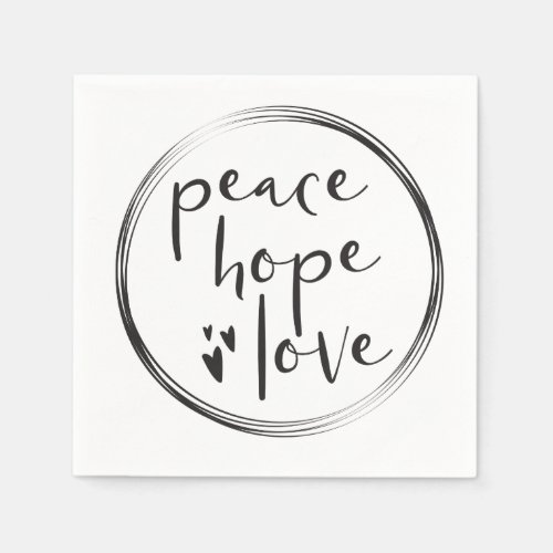 Peace Hope Love Simple Christmas Modern Napkins