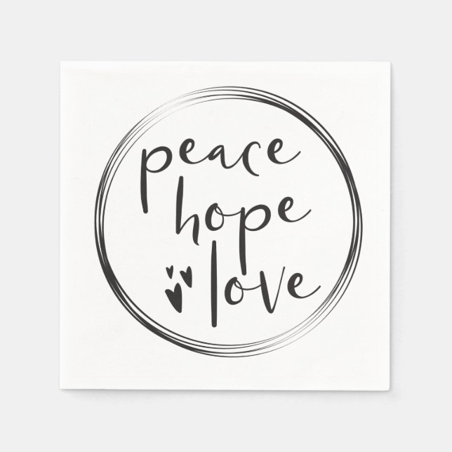 Peace Hope Love Simple Christmas Modern Napkins (Front)