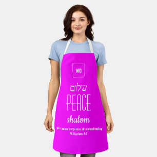 PEACE Hot Pink Shalom Hebrew שלום Scripture Apron