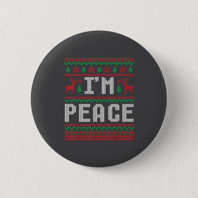 Peace I Come In Peace Couple Matching Ugly Christm Button (Front)