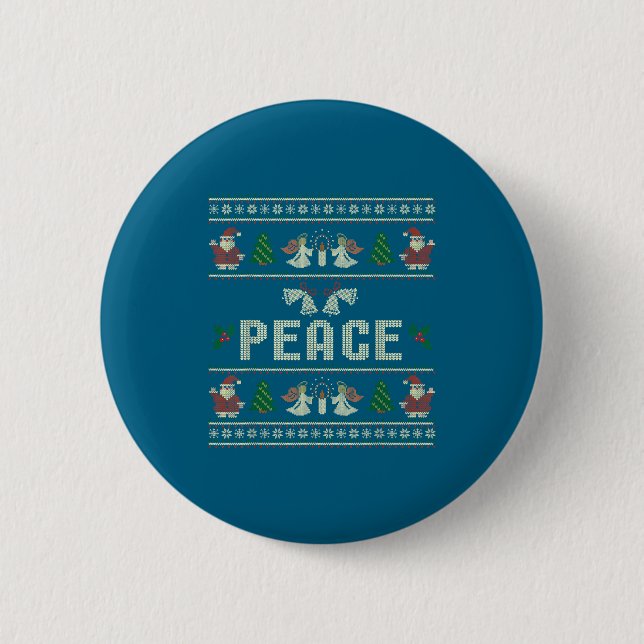 Peace I Come In Peace Couple Matching Ugly Christm Button (Front)