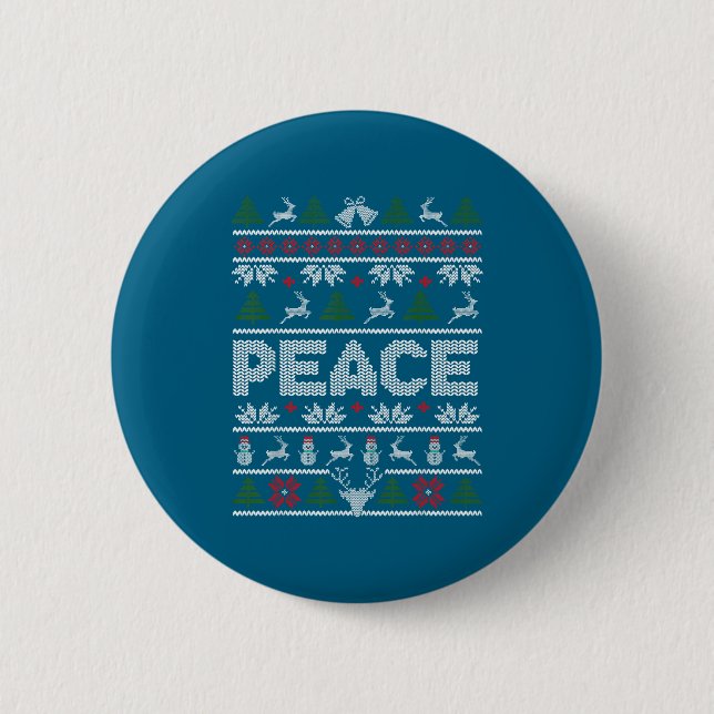 Peace I Come In Peace Couple Matching Ugly Christm Button (Front)