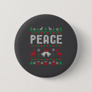 Peace I Come In Peace Couple Matching Ugly Christm Button