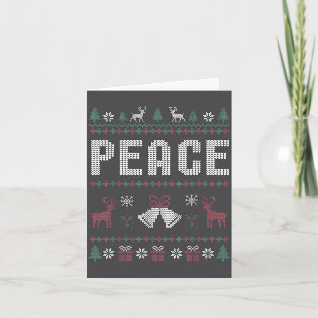 Peace I Come In Peace Couple Matching Ugly Christm Card (Front)