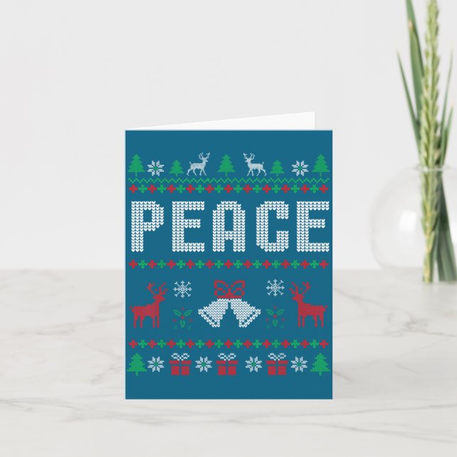 Peace I Come In Peace Couple Matching Ugly Christm Card (Front)