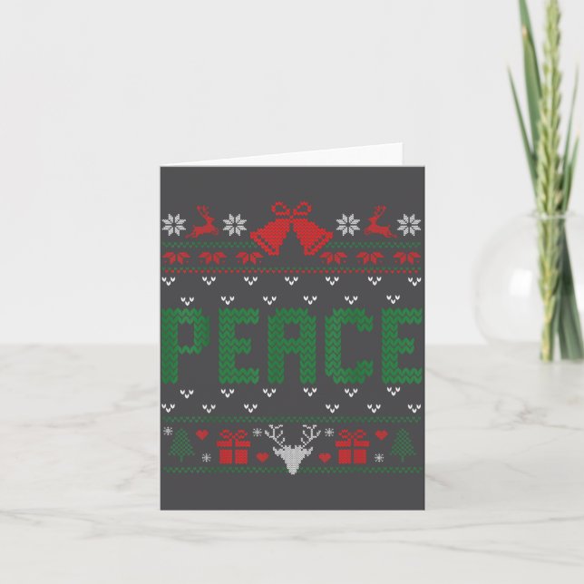 Peace I Come In Peace Couple Matching Ugly Christm Card (Front)