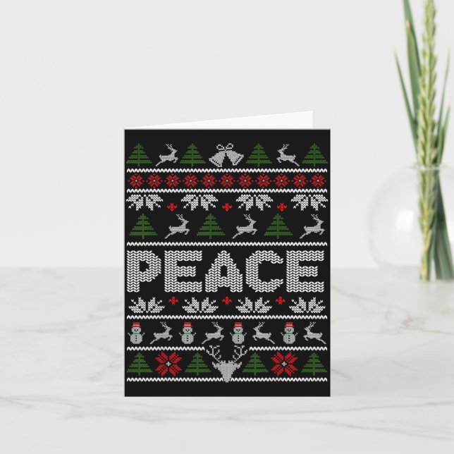 Peace I Come In Peace Couple Matching Ugly Christm Card (Front)