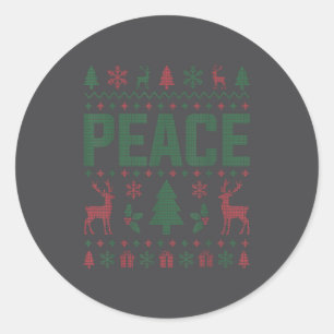 Peace I Come In Peace Couple Matching Ugly Christm Classic Round Sticker