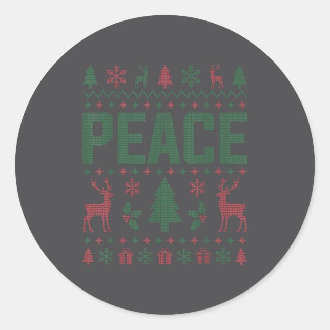 Peace I Come In Peace Couple Matching Ugly Christm Classic Round Sticker (Front)
