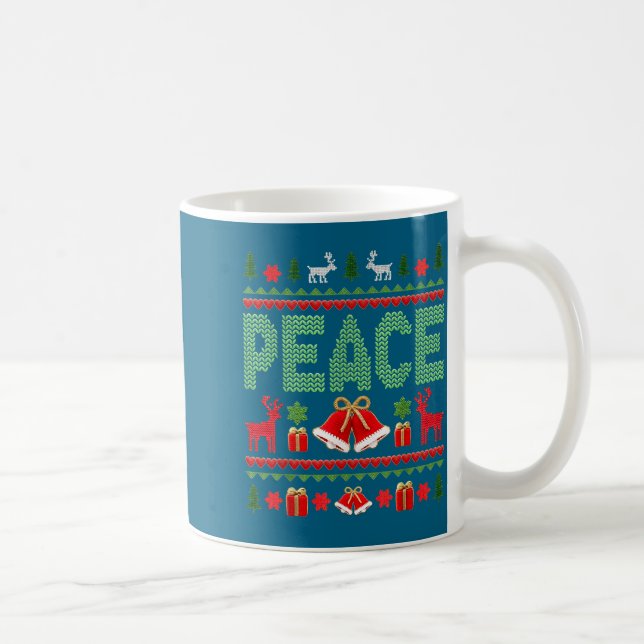 Peace I Come In Peace Couple Matching Ugly Christm Coffee Mug (Right)