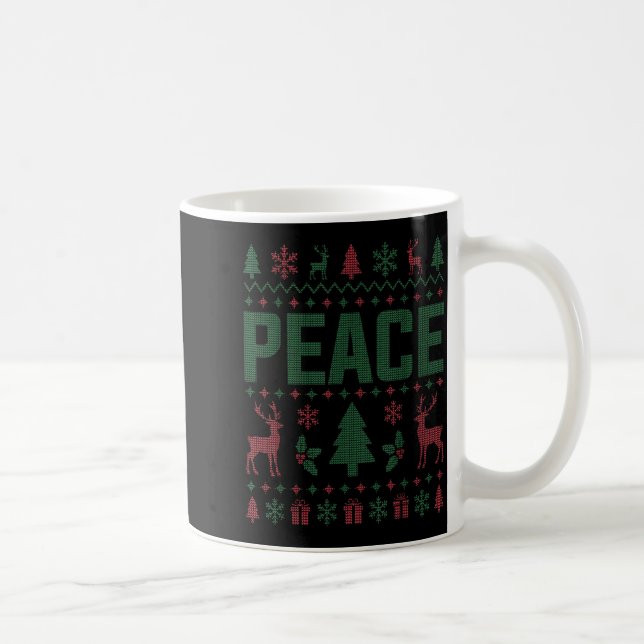 Peace I Come In Peace Couple Matching Ugly Christm Coffee Mug (Right)