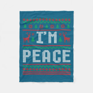 Peace I Come In Peace Couple Matching Ugly Christm Fleece Blanket