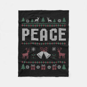 Peace I Come In Peace Couple Matching Ugly Christm Fleece Blanket