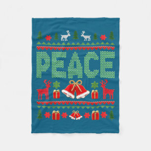 Peace I Come In Peace Couple Matching Ugly Christm Fleece Blanket