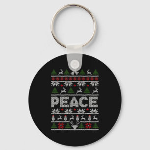 Peace I Come In Peace Couple Matching Ugly Christm Keychain