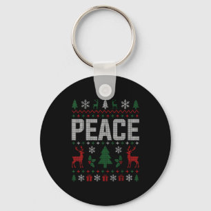 Peace I Come In Peace Couple Matching Ugly Christm Keychain