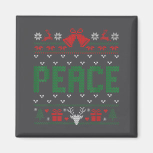Peace I Come In Peace Couple Matching Ugly Christm Magnet