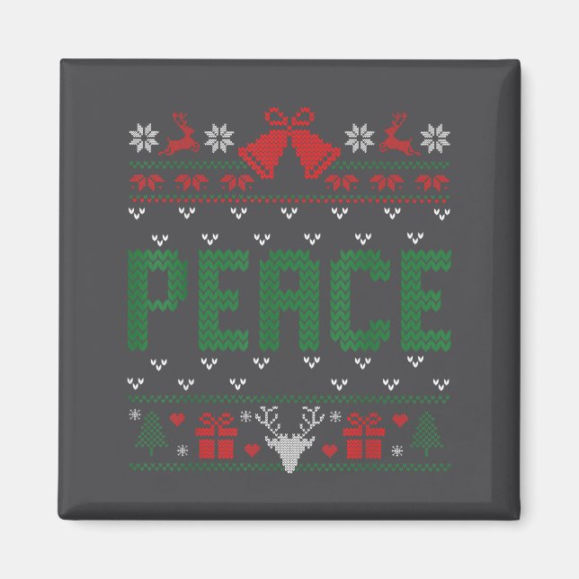 Peace I Come In Peace Couple Matching Ugly Christm Magnet (Front)