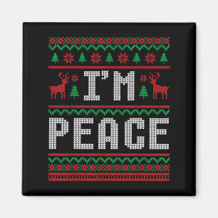 Peace I Come In Peace Couple Matching Ugly Christm Magnet