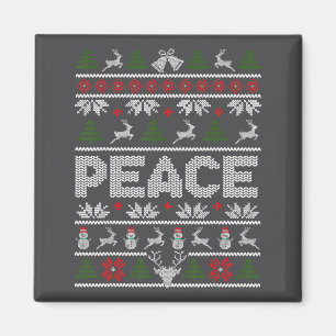 Peace I Come In Peace Couple Matching Ugly Christm Magnet