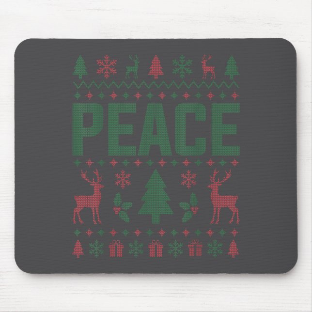 Peace I Come In Peace Couple Matching Ugly Christm Mouse Pad (Front)