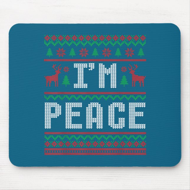 Peace I Come In Peace Couple Matching Ugly Christm Mouse Pad (Front)