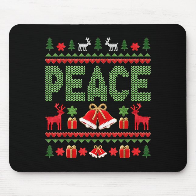 Peace I Come In Peace Couple Matching Ugly Christm Mouse Pad (Front)