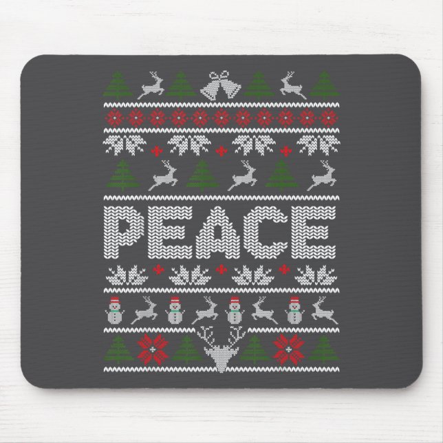 Peace I Come In Peace Couple Matching Ugly Christm Mouse Pad (Front)