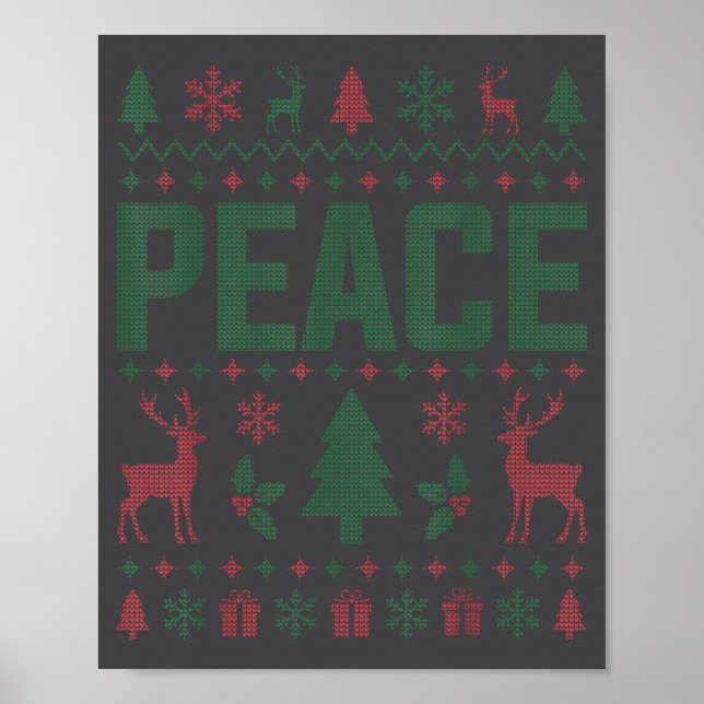Peace I Come In Peace Couple Matching Ugly Christm Poster (Front)