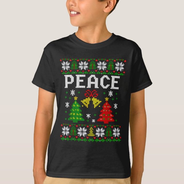 Peace I Come In Peace Couple Matching Ugly Christm T-Shirt (Front)