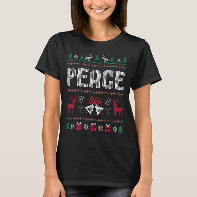 Peace I Come In Peace Matching Couple Ugly Merry C T-Shirt (Front)