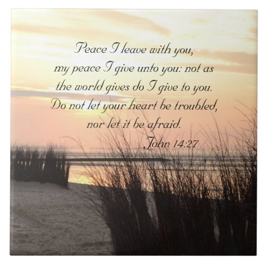 Peace I leave with you, Bible Verse Ocean Sunset Ceramic Tile | Zazzle.com