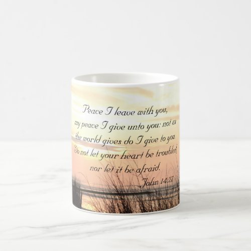 Peace I leave with you Bible Verse Ocean Sunset Coffee Mug