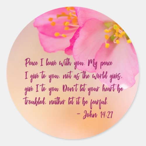 Peace I Leave With You Christian Floral Classic Round Sticker